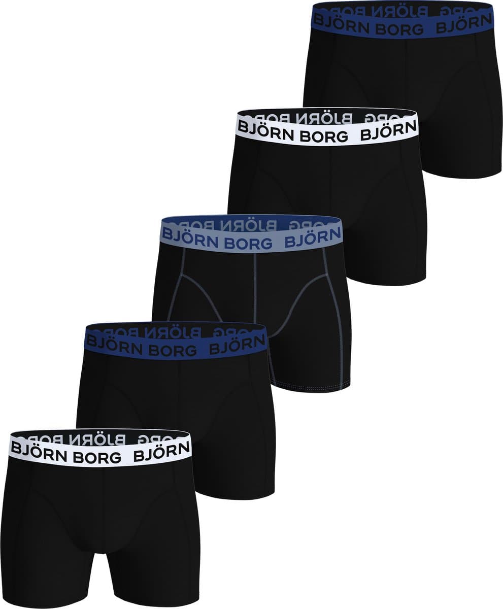 Björn Borg Cotton Stretch Boxershort Heren - Zwart/Wit/Blauw - 5 stuks - Heren onderbroeken - Katoenen Boxer - Maat L (EAN: 7321465716545)