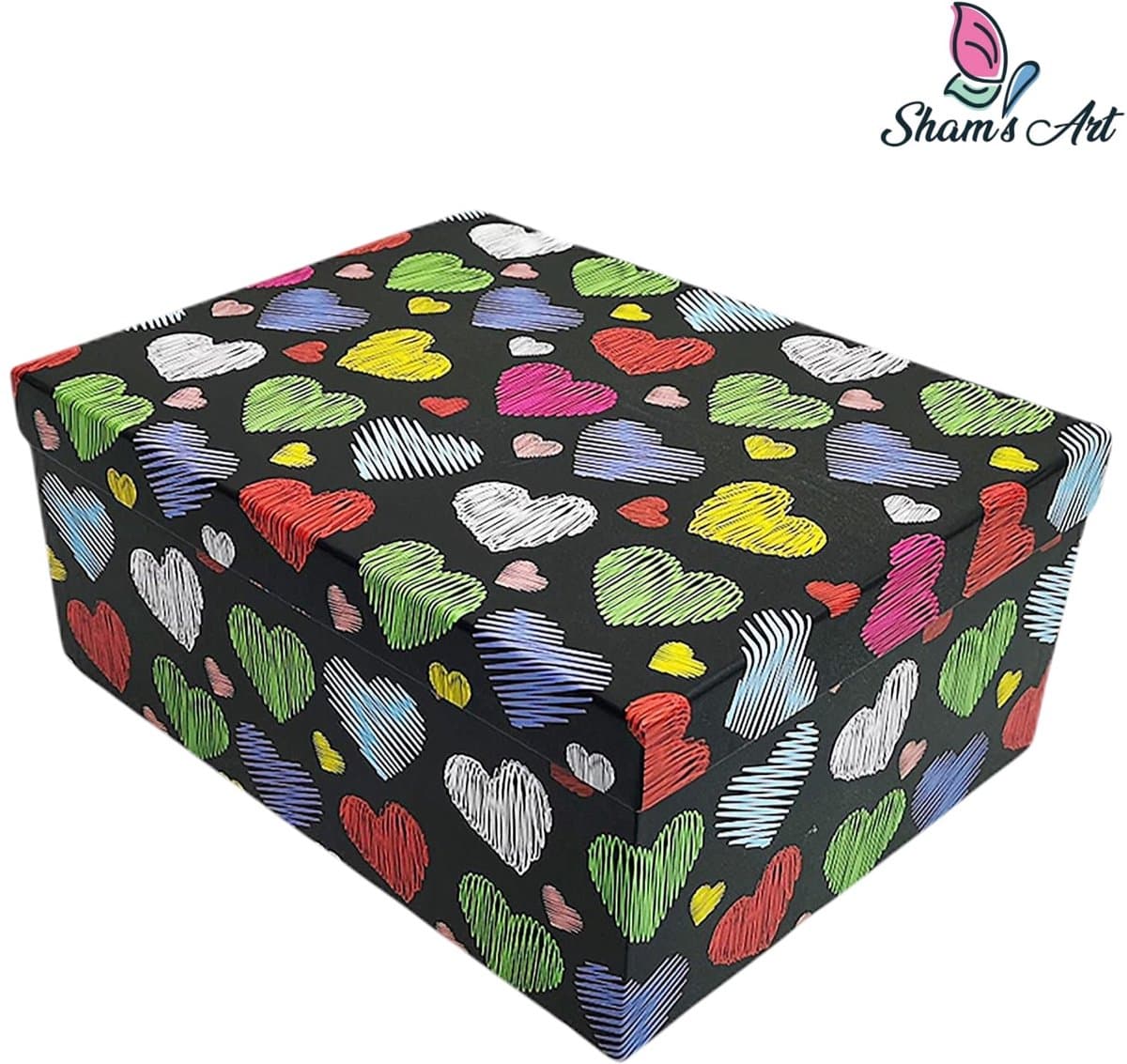 Luxe Doos met deksel - Multikleur Hartjes - 19*13*7.5cm - Cadeaudoos - Geschenkdoos (EAN: 9501524975962)