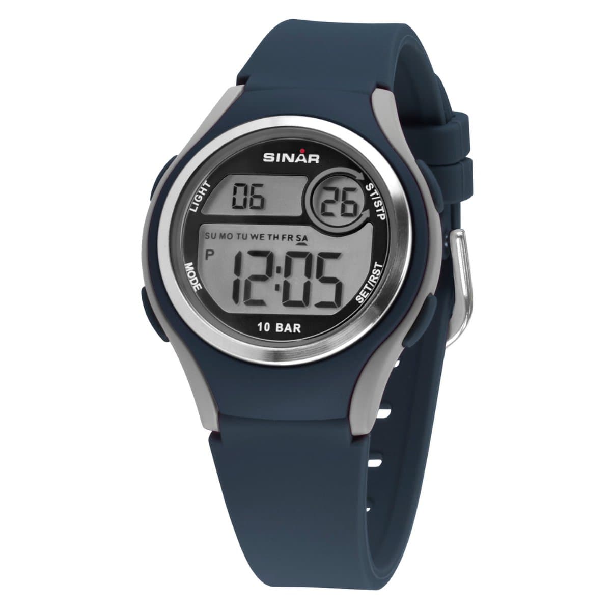 Sinar Kinderhorloge - Jeugd / Jongen - Digitaal - 10 bar - Donker Blauw / Grijs - Ø 36 mm - Quartz - Veel Opties - XE-64-2 (EAN: 4037921007296)
