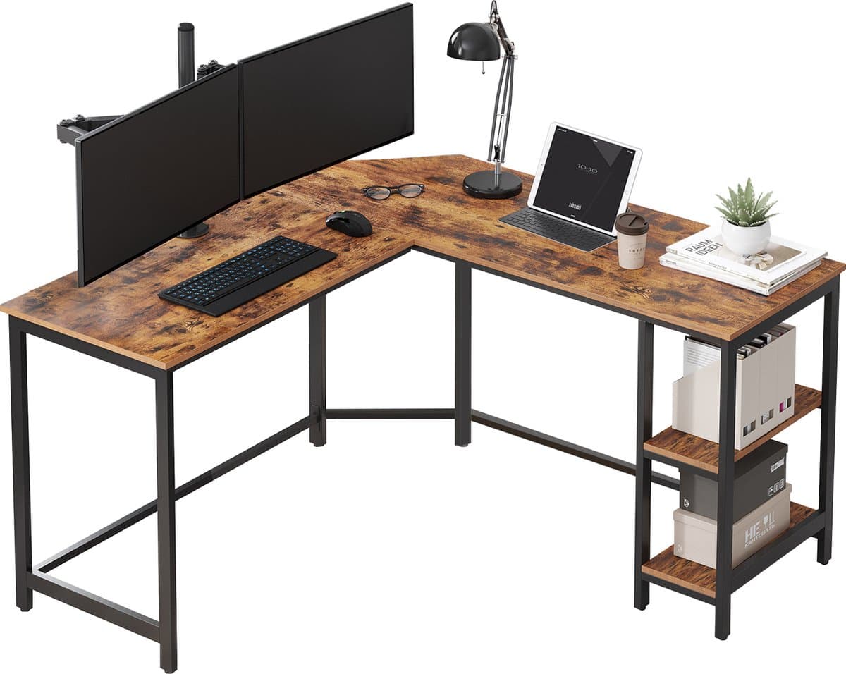 ACAZA Bureau - Hoekbureau - Vintage Bruin - 138 x 50 x 76 cm (L x B x H) - Bureautafel - Game Bureau - Bureau Gaming - Game Bureau (EAN: 5425039275185)