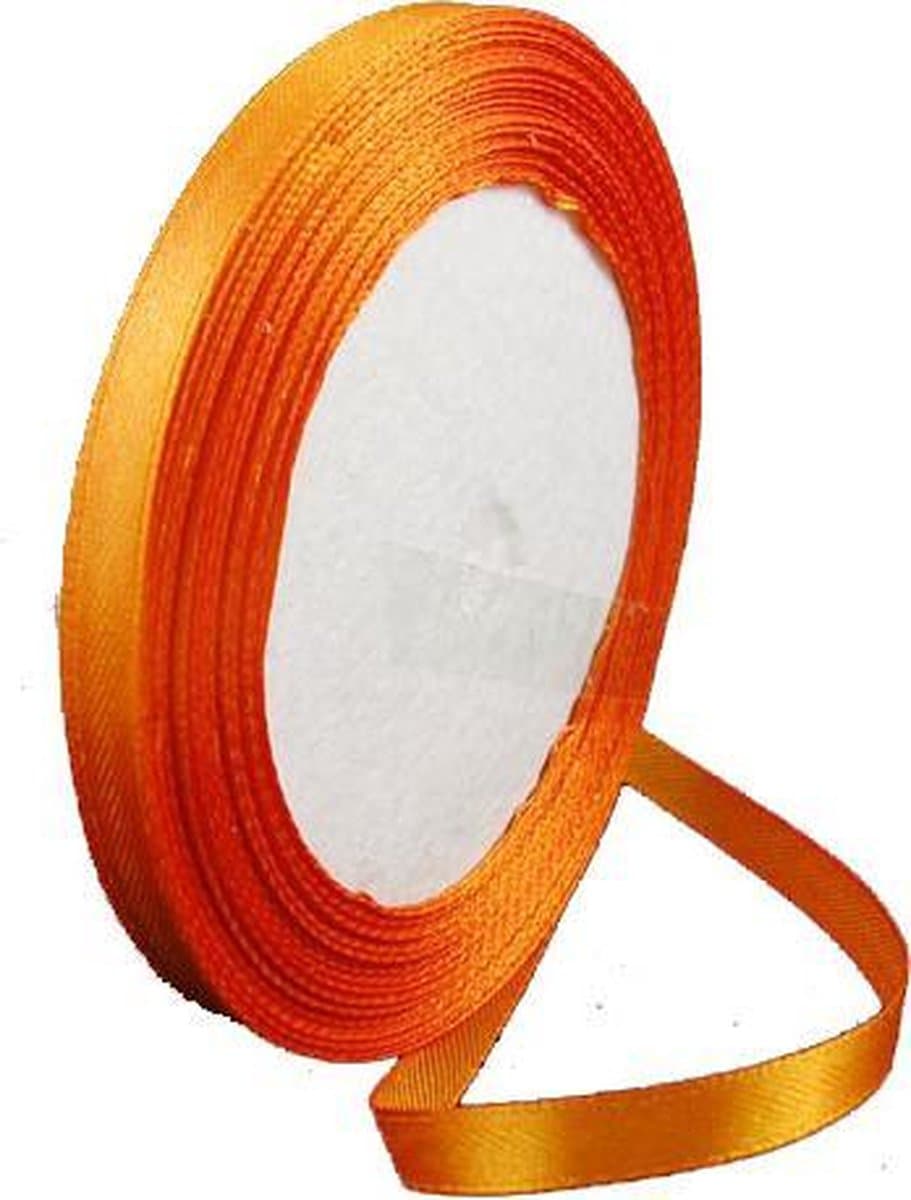 Satijn lint Oranje, 6 mm, rol 25 yard (22,85 meter) (EAN: 7106599091542)