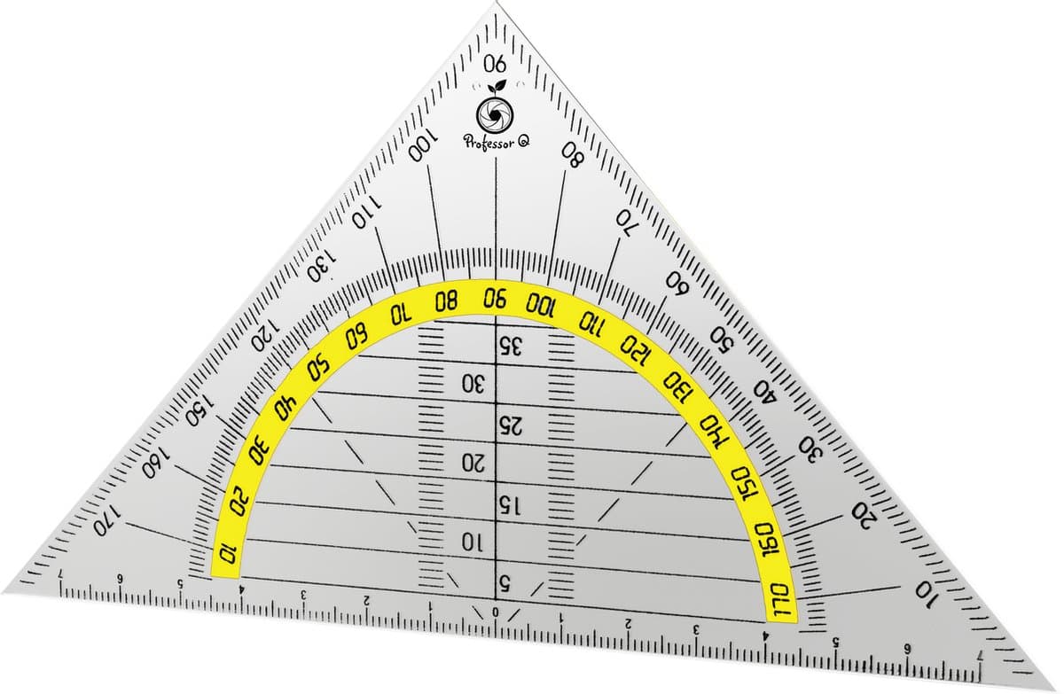 Professor Q - Geodriehoek - Transparant - 14 cm (EAN: 8720634751803)