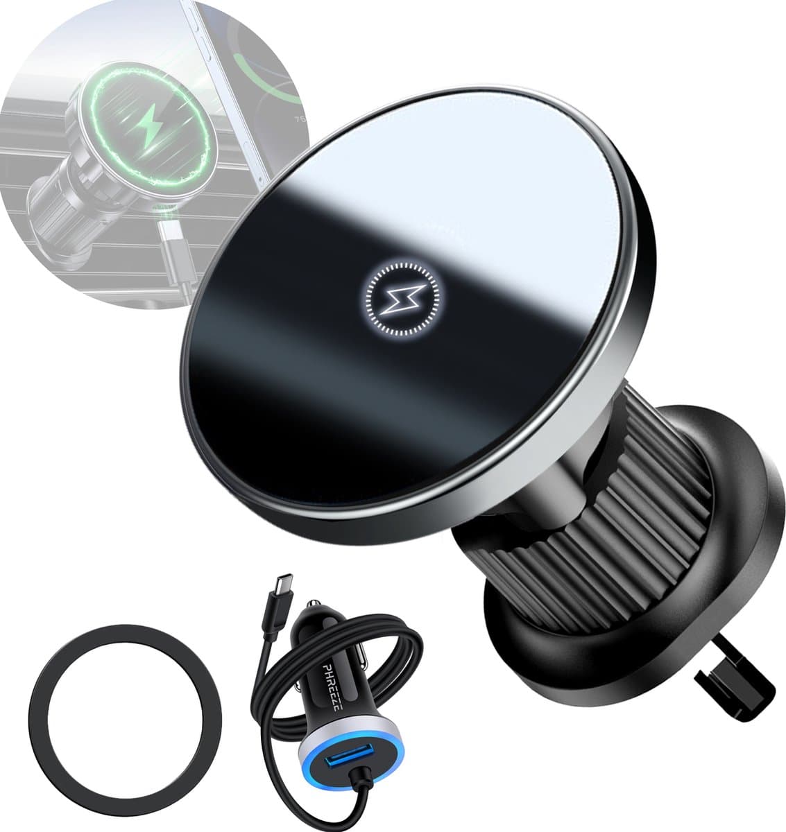 Telefoonhouders Auto met Draadloze Oplader - Autohouder Magnetisch - Geschikt voor MagSafe Telefoonhouder Auto Ventilatie - GSM Houder Auto met USB-C Autolader - 15W Oplader (EAN: 8720688344358): 1️⃣ Waarom een magnetische auto‑houder met draadloz...