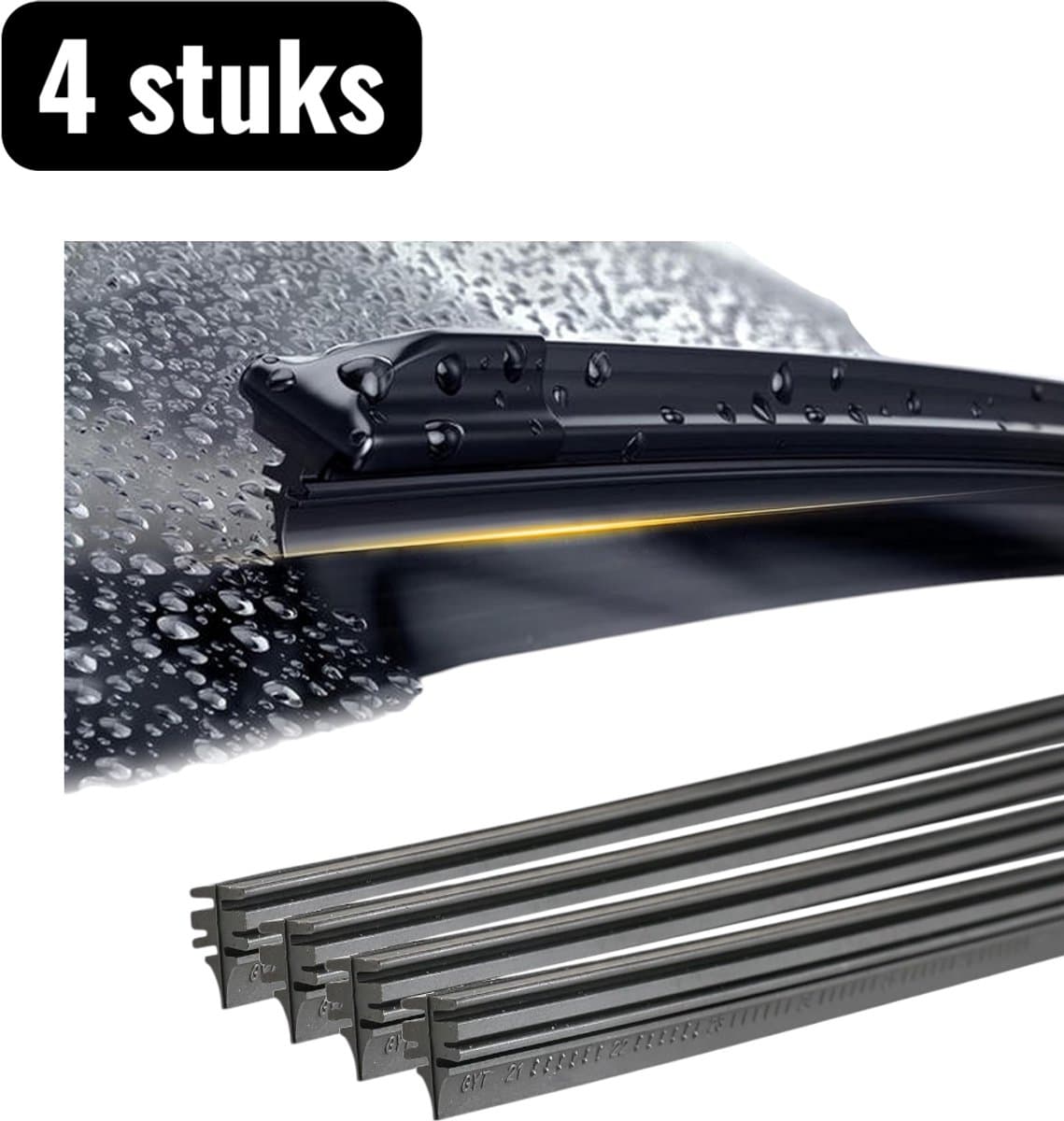 4 stuks - Ruitenwisser - Universele Ruitenwisser Rubbers - 14-28 inch / 350 mm-700 mm - Auto-onderdelen - Universele ruitenwisserblad - Vervangingsset voor Flatblade en Traditionele Wissers - Zwart (EAN: 8032766222985)