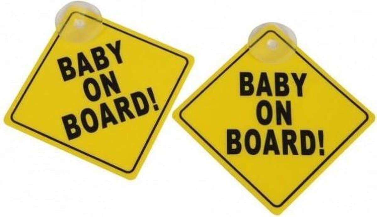2 stuks baby on board bordje geel (EAN: 8719327076637)