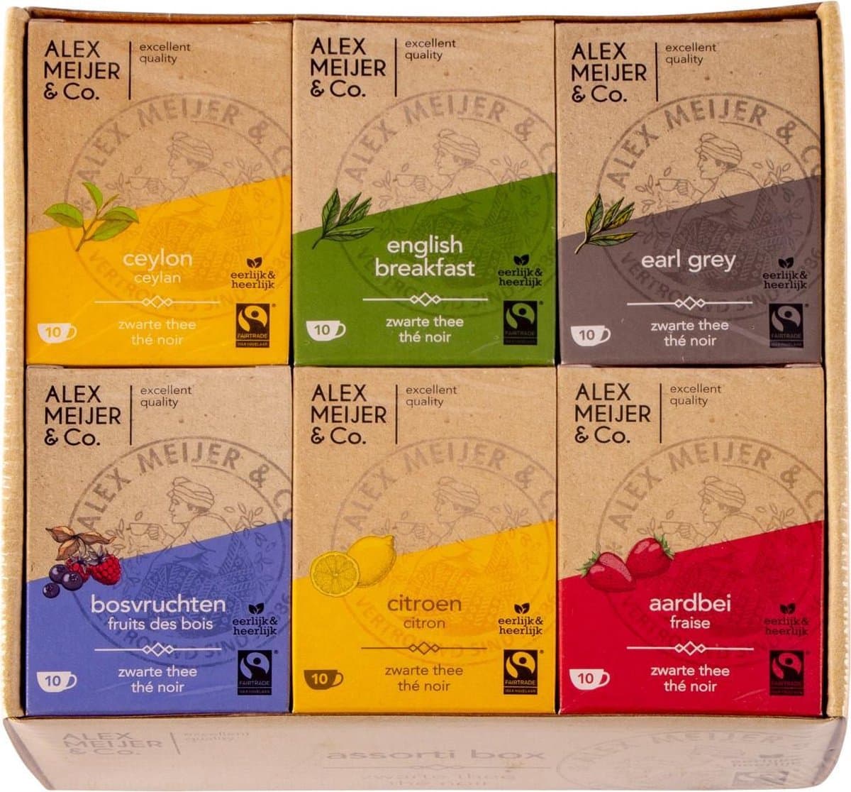 Thee Assortiment Verschillende Smaakjes 60 theezakjes 2 gram Alex Meijer Fair Trade (EAN: 8710401420902)