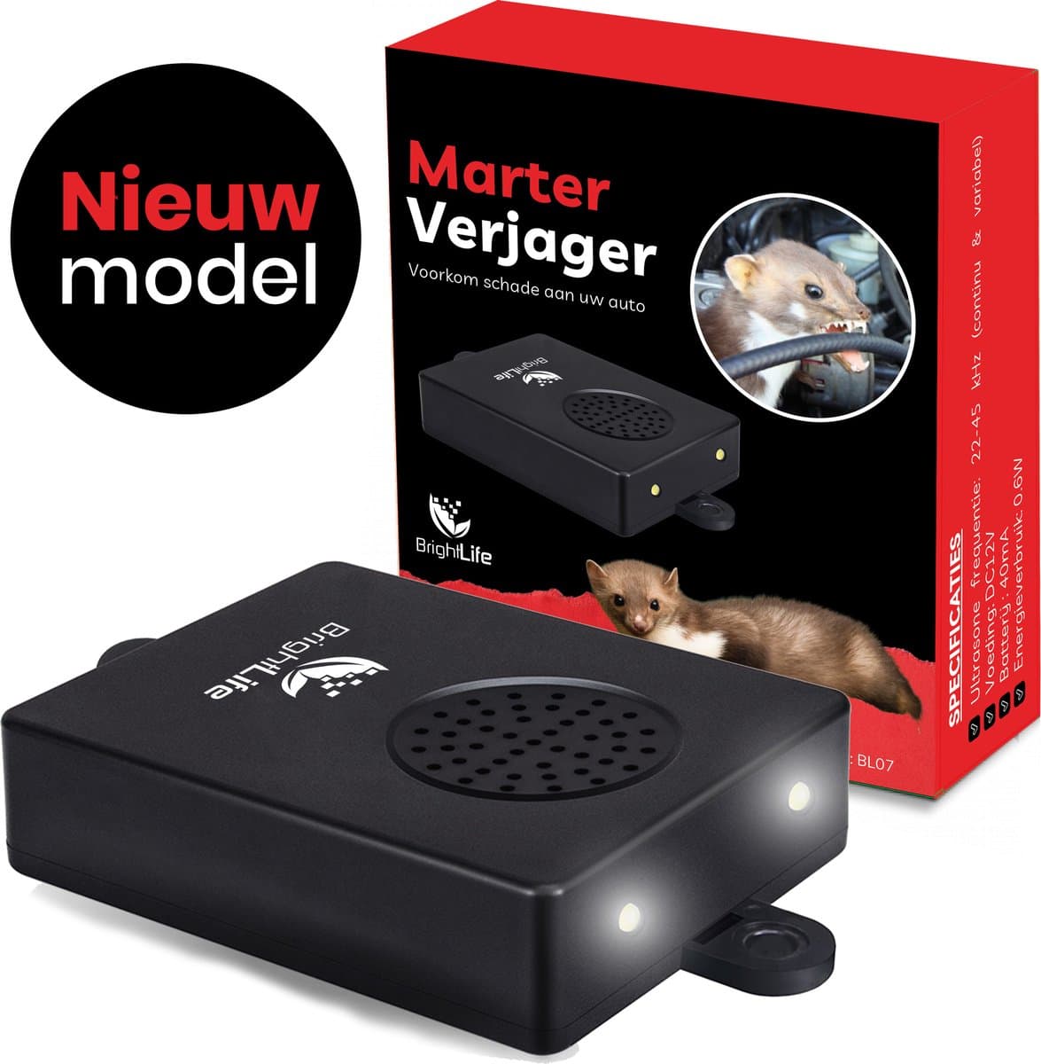 BrightLife Marterverjager - Steenmarter Verjager - Marterverjager Auto 12V - Ongedierte Verjager - Marterverjagers - Diervriendelijk (EAN: 8720165135752)