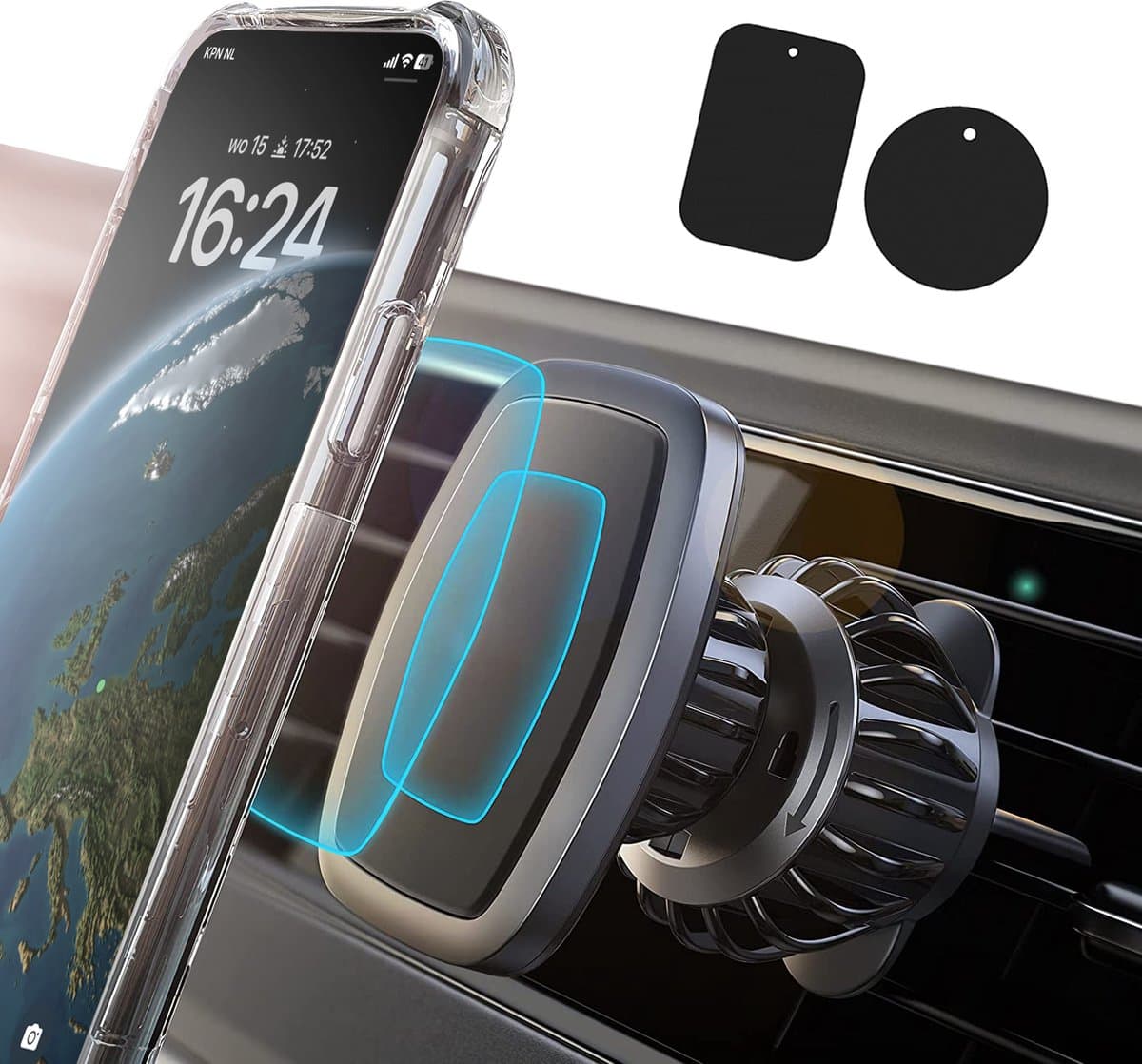 Magnetische Telefoonhouder Auto Ventilatie - Sterke Magneet - Offroad & Drempel Proof - Haakclip Beschermt Ventilatierooster - Mobiel Houder - Autohouder - Auto Accessoires (EAN: 8721098660557)
