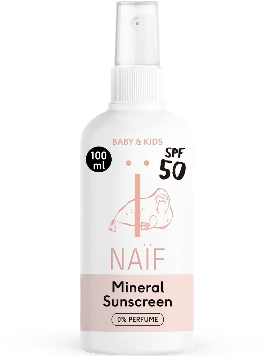 Naïf - Zonnebrand Spray - Baby's & Kinderen - SPF50 - 0% Parfum - met Natuurlijke Ingrediënten - 100ml (EAN: 8720828001417)