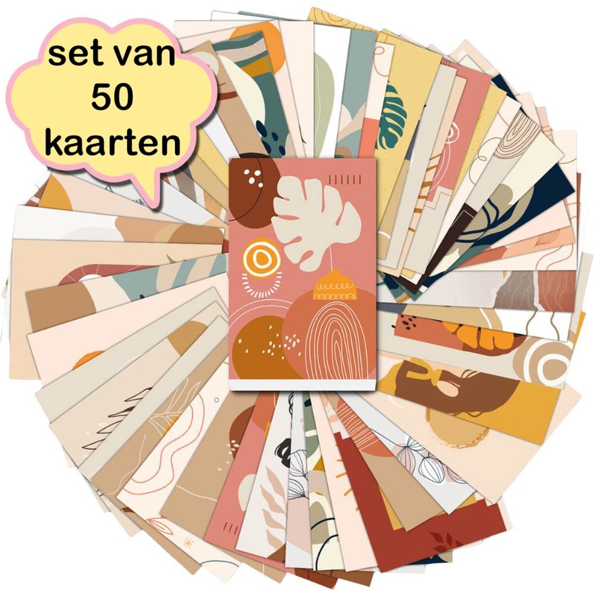 Set van 50 verschillende kaarten Seventies Style - ansichtkaarten - botanisch - stevig karton - blanco achterzijde - 15x10 cm (EAN: 7423608612629): Wat zijn deze kaarten precies