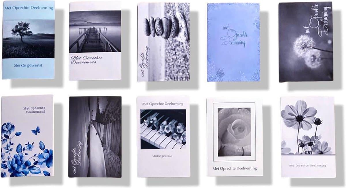 10 Cards & Crafts Condoleance kaarten - Gecondoleerd / met Oprechte Deelneming / Sterkte - 16x11cm (EAN: 0710663417083)