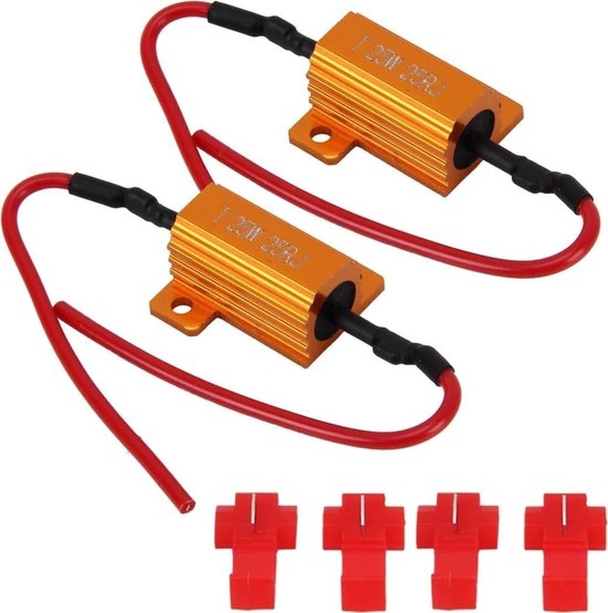 TLVX LED knipperlicht weerstanden 25 Watt 6 0hm (set, twee stuks) - CANBUS - LED Xenon belasting weerstand - No Hyper flash - 12V- knipperlicht werkend - geen fout melding LED (EAN: 8720872281575)