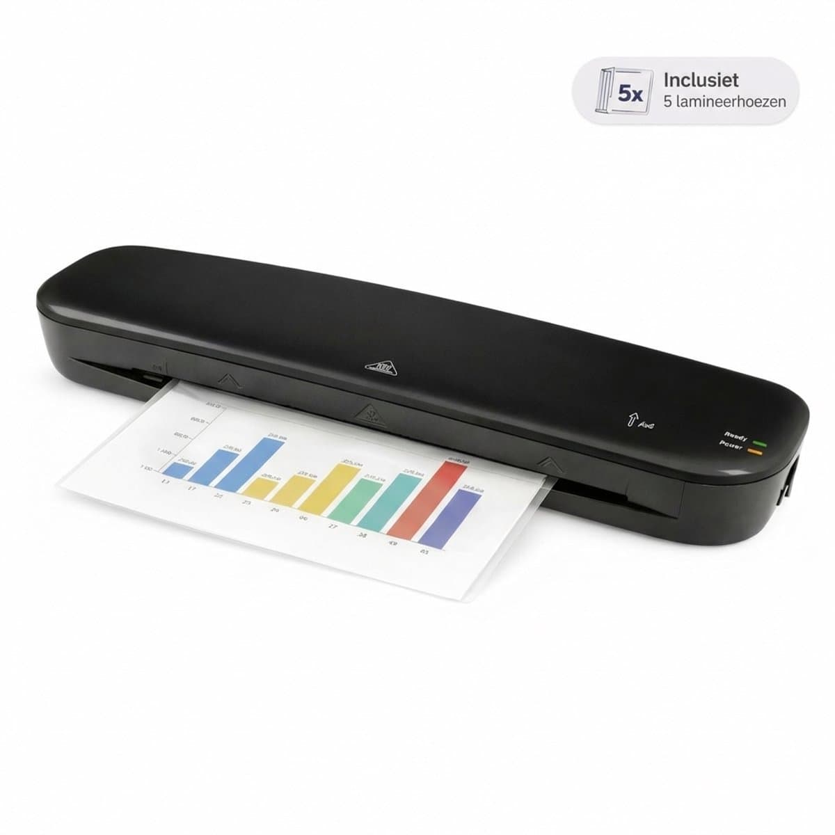 Lamineerapparaat A4 - Lamineermachine - Plastificeerapparaat - Warm en Koud Lamineren - Laminator - Inclusief 5 Lamineerhoezen (EAN: 5401269001008)