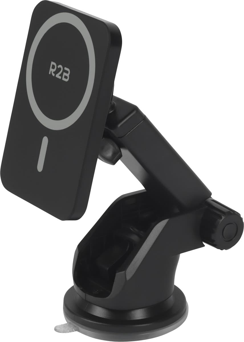 R2B Telefoonhouders Auto Zuignap met Draadloze Oplader - Raam/Dashboard/Ventilatie - Geschikt voor MagSafe - Gsm Houder Auto - Autohouder - Telefoonhouder Auto - Mobiel Houder Auto - Auto Telefoonhouder - Phone Holder Car (EAN: 8721139180532)
