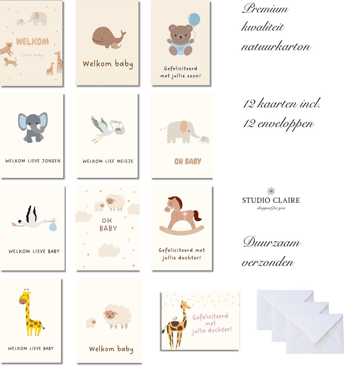 wenskaarten - kaartjes - wenskaart - geboortekaartjes - kaartenset - kaartjes blanco - wenskaarten set - geboorte - a6 - wenskaarten blanco - geboorte kaart - gefeliciteerd kaart - felicitatiekaarten - blanco kaartjes - 12 blanco wenskaarten (EAN:...