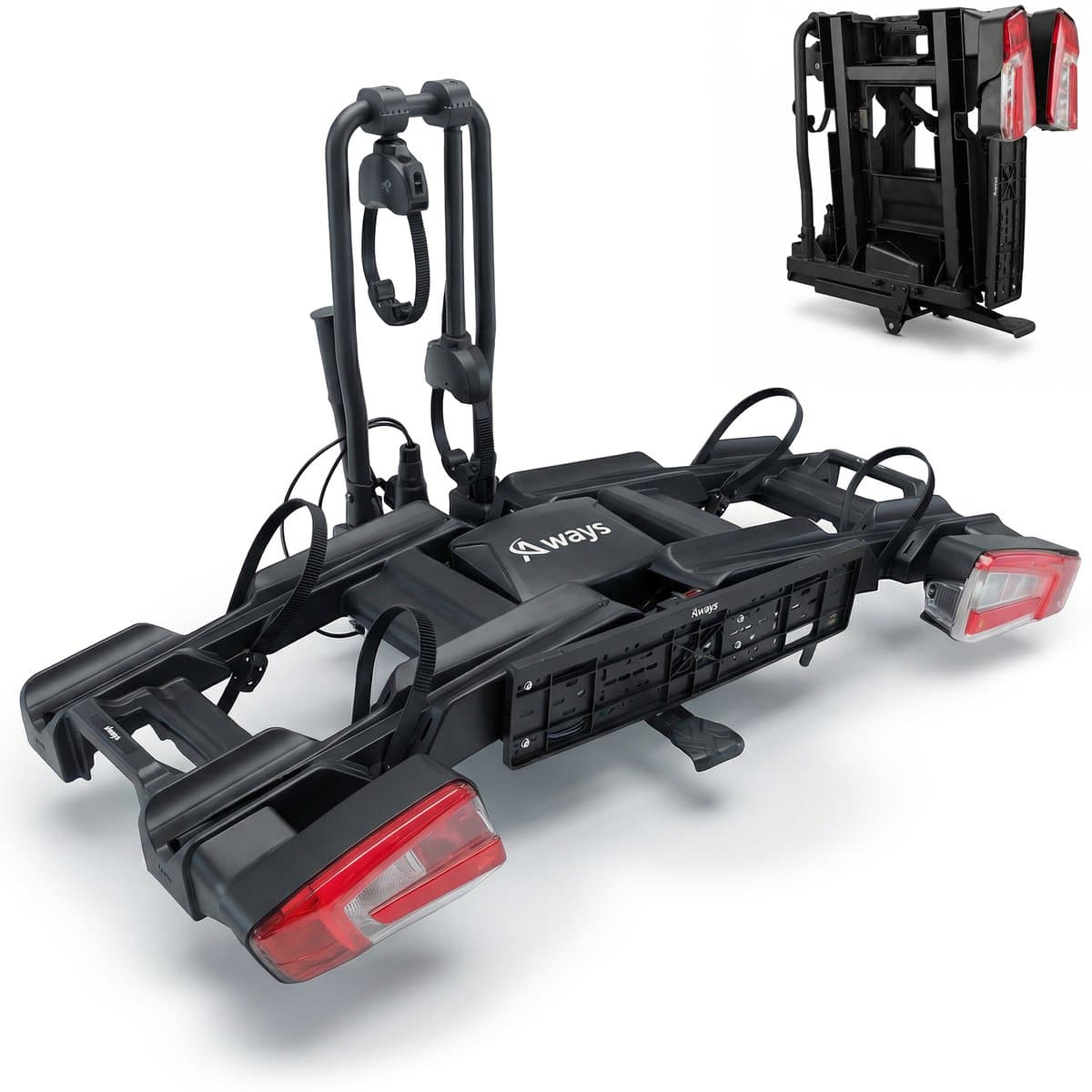 Aways - Fietsendrager - Geschikt voor 2 (elektrische) fietsen - Compact opvouwbaar (EAN: 5430002430904)