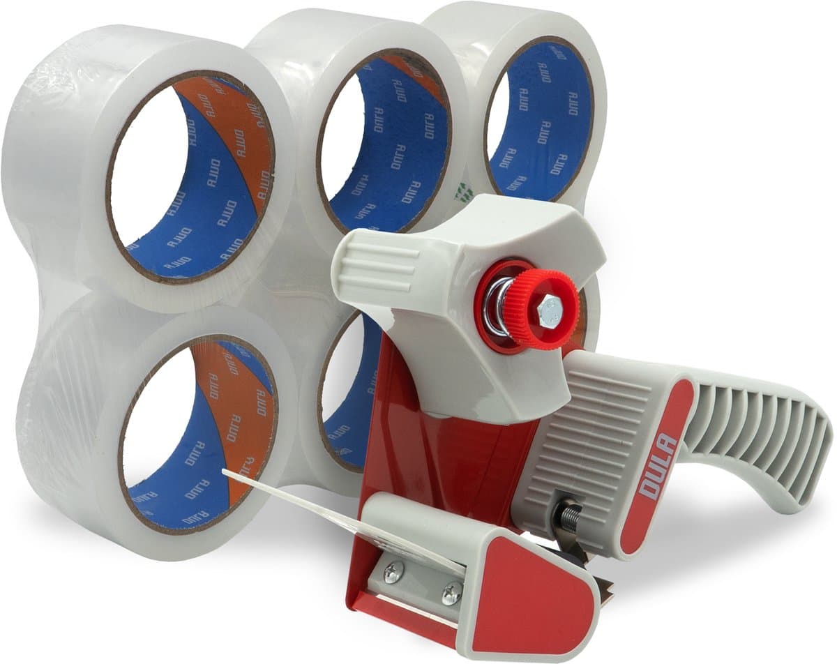 DULA Taperoller - Tape dispenser + 6 rollen 50mmx66m verpakkingstape (EAN: 8720986949750): Wat is de DULA Taperoller