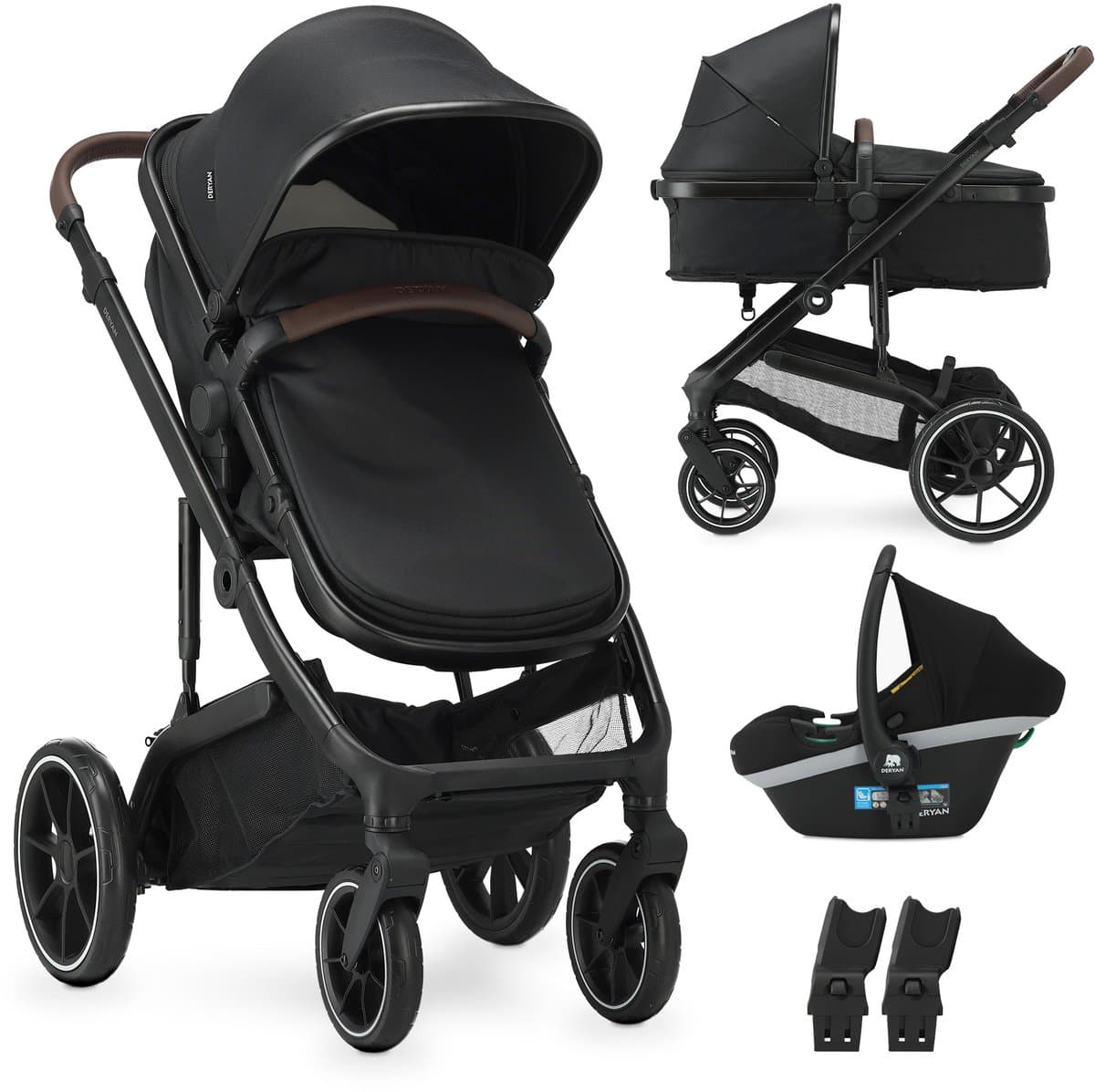 Deryan Noa Kinderwagen 3-in-1 - Multi functionele Kinderwagen - inclusief autostoel - Zwart (EAN: 8721249883354)