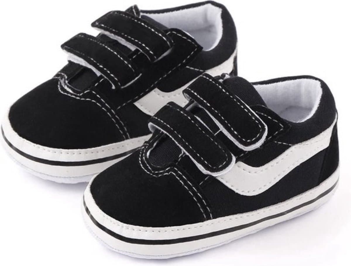 Babyschoenen - Baby slofjes - klittenband - Schoenmaat 20-21 - 12-18 maanden - (13cm) - zwart (EAN: 9503633817959)