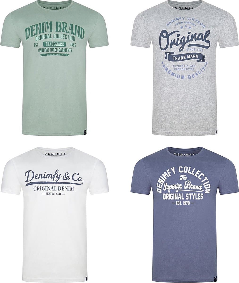 DENIMFY Heren T-Shirt DFNuri 4 Pack Set regular fit Veelkleurig XXL Ronde Hals Volwassenen (EAN: 4063499158078): **Eerste indrukken wat maakt deze T-shirt zo bijzonder**