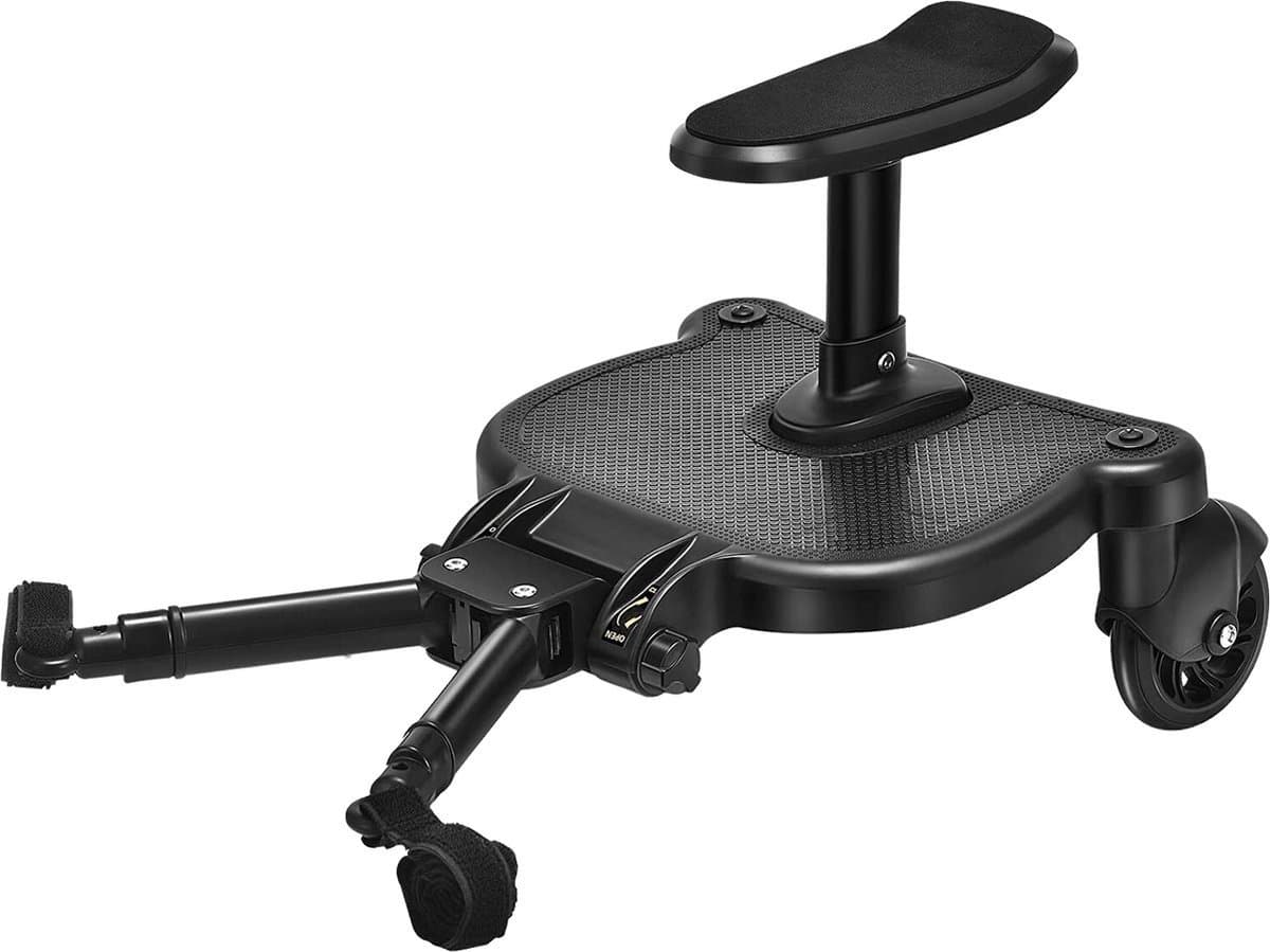 ADSafety Meerijdplankje Universeel – Voor Kinderwagen/Buggy - Met Zitje - Onderweg - Verstelbaar – Zwart (EAN: 8720726169219)