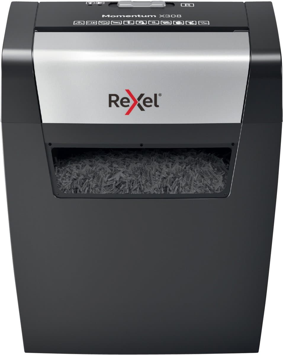 Rexel Momentum X308 Papierversnipperaar - P3 Cross Cut Snippers - Tot 8 Vel - 15L - Zwart (EAN: 5028252523219)