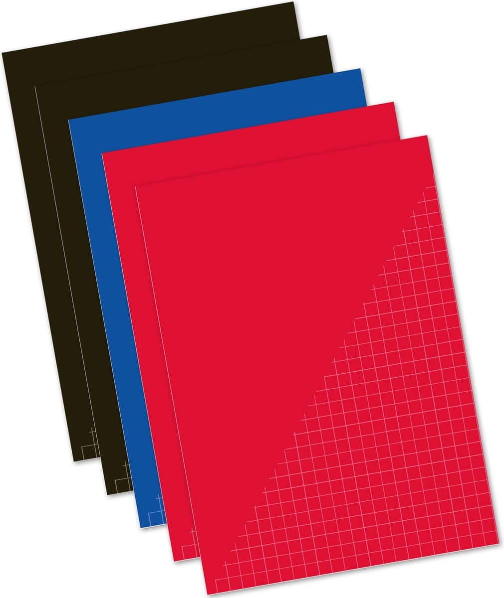 Kangaro - Schrift - A4 - ruit - 10x10mm - 80 pagina's - 60 grams - assorti - 5 stuks - K-58340 (EAN: 8712127004930)