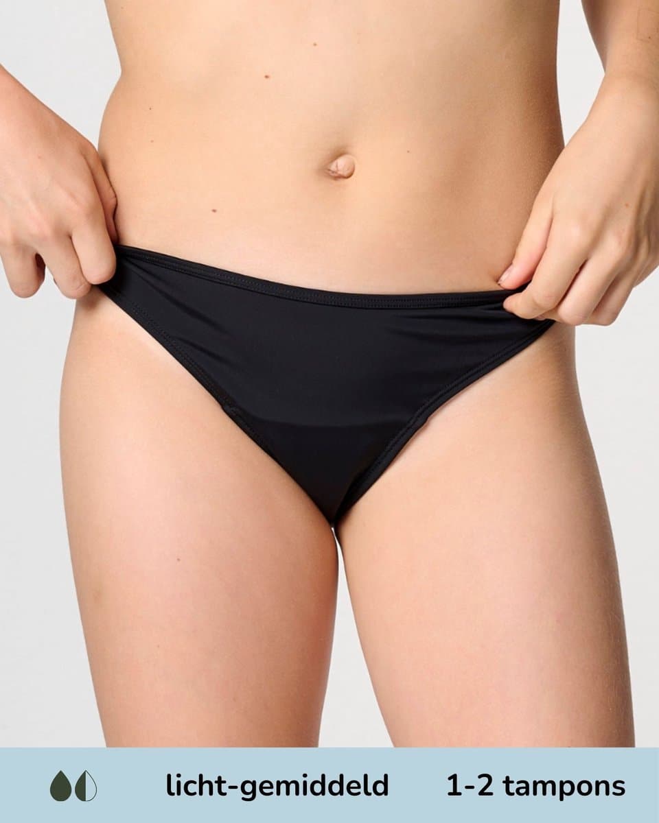 Moodies menstruatie zwemkleding tiener - Bikini Broekje - licht-gemiddeld kruisje -maat 152/158 (XS) - Zwart (EAN: 8721515430787)